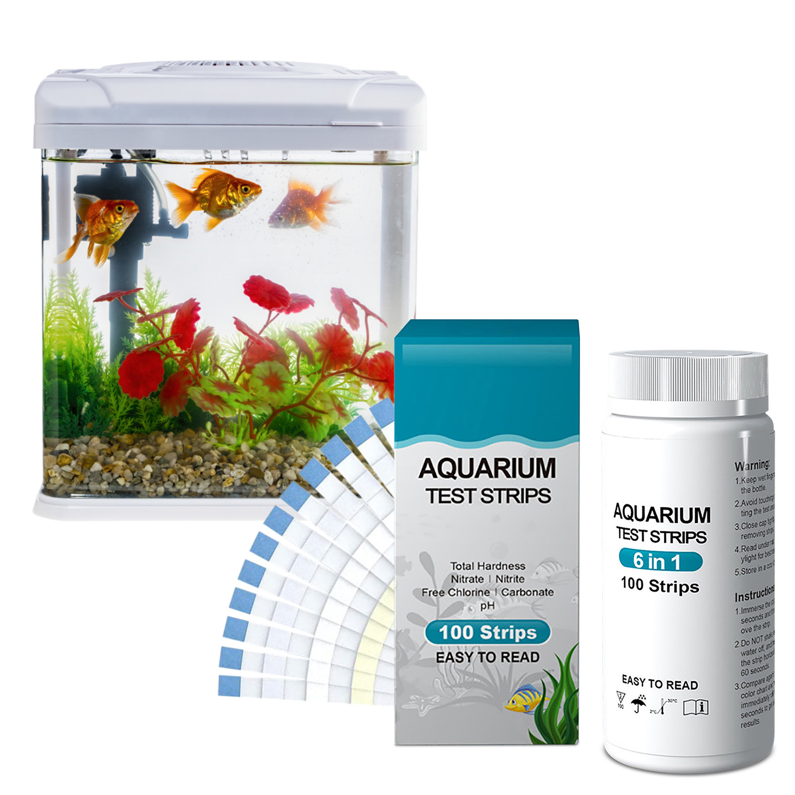 Aquarium Test Kit - 100 sztuk 6-w-1 zestaw pasków testowych