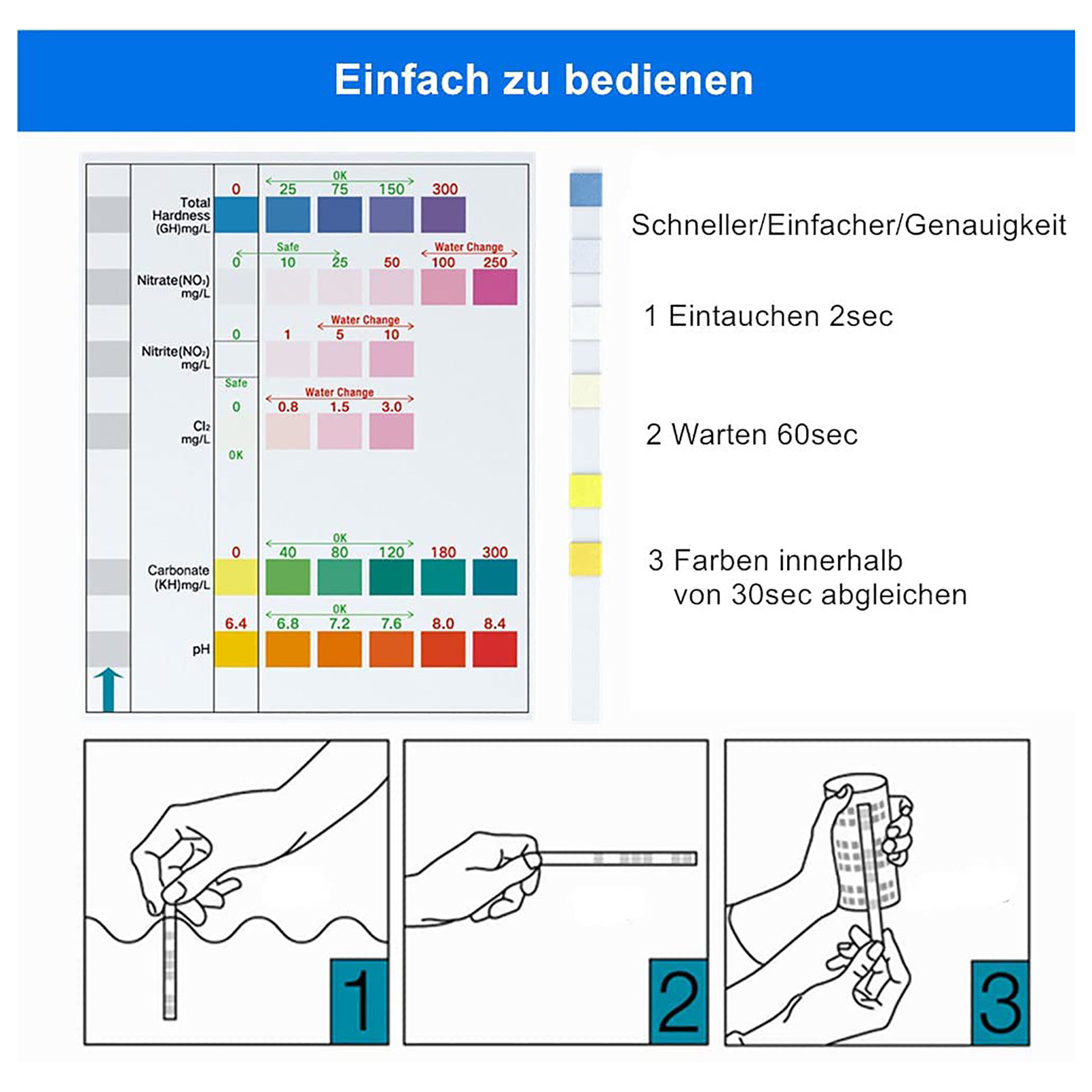 100 sztuk 6-w-1 zestaw pasków  – Aquarium Test Kit recenzja i cena