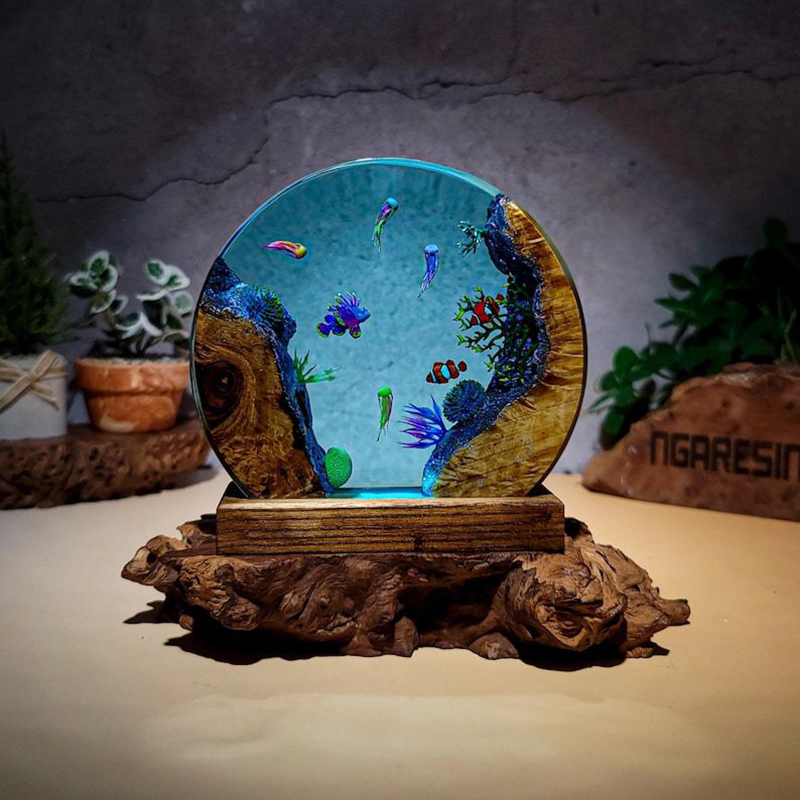 Lampa stołowa z żywicy z motyw – Aquarium Fish In recenzja i cena