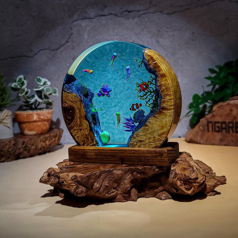 Lampa stołowa z żywicy z motyw – Aquarium Fish In recenzja i cena