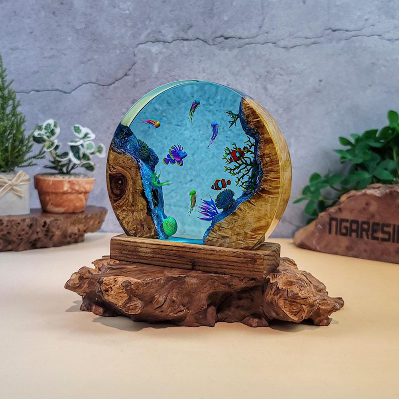 Lampa stołowa z żywicy z motyw – Aquarium Fish In recenzja i cena